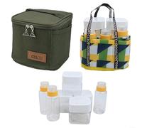 7 Bottle Outdoor Seasoning Set Portable Spice Kit with 600D Oxford Cloth for Travel (Aemygreen)