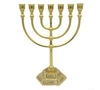 7 Branch Menorah Candle Holder, Vintage Metal Candlestick, 17Cm Decorative Candle Holder, Seven-hole Candlestick, Holy Object Candlestick Ornaments(Gold)