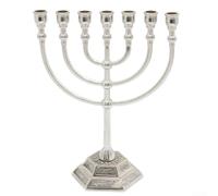 7 Branch Menorah Candle Holder, Vintage Metal Candlestick, 17Cm Decorative Candle Holder, Seven-hole Candlestick, Holy Object Candlestick Ornaments(Silver)