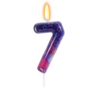 7 Candle, Musical Notes 7th Number Candles, Level Up Sandbox Games 7th Birthday Decorations for Video Game Cake Topper, Anniversary Celebration Supply