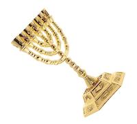 7 Candlesticks Metal Trim Table Candles Vintage Candle Holder Ornament Menorah Hanukkah Candelabra Old Fashioned Ornaments Small Gift Golden