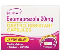7 Capsules of Galpharm Esomeprazole 20mg Heartburn & Acid Reflux Control - 24 Hour Relief