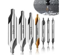 7 Center Drill Bits Set(1/1.5/2/2.5/3/4/5mm) M2 High-Speed Steel 60-Degree Angle Centre Drill Bits Kit Countersink Tools for Lathe Metalworking self-Centering Precise Hole Positioning