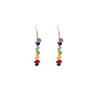 7 Chakra Beaded Dangle Earrings for Women Fashion Colorful Natural Crystals Reiki Drop Earrings Yoga Balance, Large, Zinc, Natural Stone