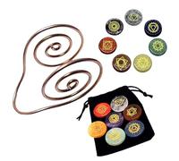 7 Chakra Circular Set Reiki Healing Crystal with Engraved Chakra Symbols Meditation Accessory and Reiki Healing Kit for Meditation, Chakra Healing, Breathwork & Energy Alignment (B-2 rins)