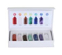 7 Chakra Crystal Column Set - Red Jasper, Rose Quartz, Tiger Eye, Aventurine, Lapis Lazuli, Purple Crystal, Clear Quartz | Natural Healing Stones for Meditation, Energy, Yoga, Home Decor