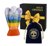 7 Chakra Crystal Gemstone Angel - 2 Inch Healing Stone for Protection, Positive Energy & Chakra Balancing - Natural Hand-Carved Mineral for Meditation, Reiki & Spiritual Decor