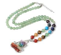 7 Chakra Crystal Necklaces for Women Men|Breathing Yoga Pendant Charm With Gemstone Bead Choker Amulet Meditation Balance Jewelery Gifts Green Aventurine