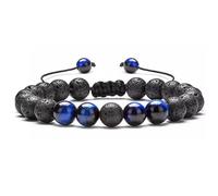7 Chakra Energy Bracelet - Hand Woven Lapis Lazuli and Tiger Eye Beads, Crystals(H)