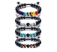 7 Chakra Energy Bracelet - Hand Woven Lapis Lazuli and Tiger Eye Beads, Crystals(H)