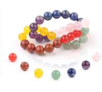 7 Chakra Gemstone Beads 10mm Polished Round Smooth Natural Chakra Stone 35pcs Healing Crystals and Stones for Jewelry Making Crafting 15Inch(7 Chakra Stone,10mm)