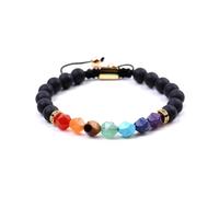 7 Chakra Gemstone Bracelet - Faceted Agate Amethyst Lapis Lazuli Beads with Micro Pavé, Natural Stone Jewelry Gift