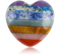 7 Chakra Heart Thumb Worry Stone, Worry Stone Heart Healing Crystals Love Stone Natural Healing Puff Worry Stone for Anxiety Stress Relief Reiki Therapy,Healing Crystal Gift