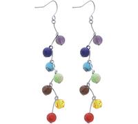 7 chakra long Dangle Stanless Steel Hook Earrings for Women s Practical