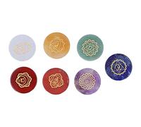 7 Chakra Multi-Stone Ornaments Gemstones Pyramid for Reiki Meditation Chakra Balancing with Carved Symbols Storage Box