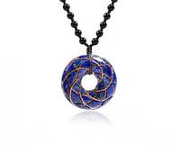 7 Chakra Orgone Necklace with Rodin Coil for Meditation & Protection | 3-Strand Twisted Copper Wire, Natural Stones, Adjustable Chain, Healing Crystal, Spiritual Chakra，Balancing