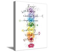 7 Chakra Quotes Sign Canvas Print Posters Yoga Zen Meditation Wall Art Lotus Flower Mandala Painting Motivational Spiritual Picture for Office Bathroom Wall Decor (7 Chakra, 12"x18" (30x45cm) Frame)