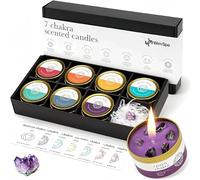 7 Chakra Scented Candles Gift Set with Crystals, Soy Wax & 10% Essential Oils - Includes Crystal Bracelet - Perfect for Meditation, Yoga & Mindfulness - Wim Spa [The Original]