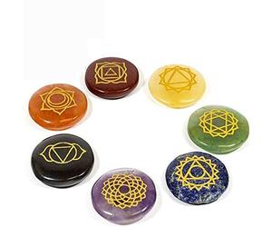 7 Chakra symbol Reiki Stone crystals set in an embroidered bag.