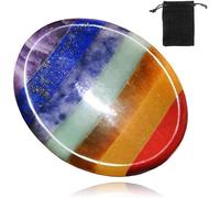 7 Chakra Thumb Worry Stone for Anxiety Relief, Healing Crystal Stones Quartz Natural Reiki Gemstone Oval Chakra Crystals for Yoga Meditation Women Men Gifts