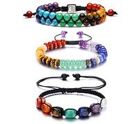 7 Chakra Tiger Eye Stone Bracelet, Adjustable Jewelry for Anxiety Relief & Energy Balance