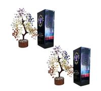 7 Chakra Tree of Life Handmade Crystal Gemstone Money Tree Feng Shui Decor for Home Office Good Luck Birthday Gifts for Her Mom Red Jasper Amethyst Clear Quartz Bonsai Ornaments for Decoration (2PCS)