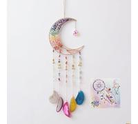 7 Chakra Wind Chimes Tree of Life Agate Moon Dream Catchers Hanging Ornament Natural Gem Agate Slice Crystal Wind Chime for Home Garden Decoration (Color)