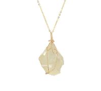 7 Chakra Wire Wrapped Natural Raw Crystal Necklace Colorful Gemstone Chain | Handmade wire wrap rough stone pendant necklace, transparent multi-color crystal for boho styling