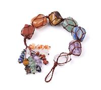 7 Chakras Healing Crystals, Natural Gemstones Spiritual Gifts for Women Polished Tumbled Stones Positive Energy Spiritual Meditation Hanging Ornament/Window Ornament/Feng Shui