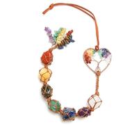 7 Chakras Healing Crystals Positive Energy Spiritual Meditation Hanging Ornament Natural Gemstones Spiritual Gifts Sun Catchers for Women Car Hanging Window Decor Meditation Ornaments