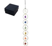 7 Chakras Wall Decor Natural Healing Crystal Pendant Hanging Ornament (Gold)