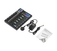 7 Channel Audio Mixer DJ Mixer Sound Board Console with Three-band Equalizer 48V Phantom Power for home KTV conferences bars stage performances etc