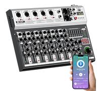 7 Channel DJ Audio Mixer Interface USB New BAXS Audio Mixer Sound Mixer Console with Bluetooth MP3 Computer Input +48V Phantom Power Mixer,
