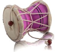 7 cms Small Handmade Traditional Authentic Wooden & Leather Classical Indian Folk Dumroo Damroo Damaru Hand Drum Percussion Instrument Set, Decorative Collectible Showpiece World Musical Instruments