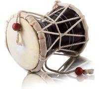 7 cms Small Handmade Traditional Authentic Wooden & Leather Classical Indian Folk Dumroo Damroo Damaru Hand Drum Percussion Instrument Set, Decorative Collectible Showpiece World Musical Instruments