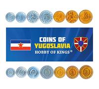 7 Coins from Yugoslavia | Yugoslav Coin Set Collection 50 Para 1 2 5 10 20 50 Dinara | Circulated 1953-1955 | Flame | Star | Cogwheel
