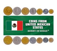 7 Coins Set from Mexico | Mexican Coin Set Collection 5 10 20 50 100 500 1000 Pesos | Circulated 1984-1992 | Old Collectible Currency for Collectors, Numismatic Album or Money Holders