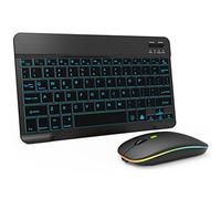 7 Color Backlit Bluetooth Keyboard and Mouse Combo for iPad 10th 9th iPad Pro Mini Air iPhone, iPadOS 13 or Later, Slim Rechargeable Android Tablet Phone Wireless Keyboard Mouse Combo Portable (Black)