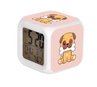 7 Color Change LED Digital Alarm Clock with Date Alarm Thermometer Home Desktop Child Alarm Clock Cute Dog bite Bone