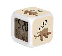 7 Color Change LED Digital Alarm Clock with Date Alarm Thermometer Home Desktop Child Alarm Clock Lazy Sloth Sleeping Slow Animals