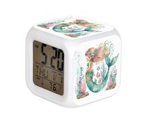 7 Color Change LED Digital Alarm Clock with Date Alarm Thermometer Home Desktop Child Alarm Clock Mermaid