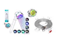 7 Color Changing with Water Temperature LED 360° Rotatable Micro-Nozzle Structure Built-in hydroelectric Generator Shower Head with 1.5 m Stainless Steel Hose