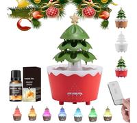 7-color Gradient Light Tree Essential Oil Diffuser, Three-speed Timed Fragrance Diffusion, Silent Atomization Technology, Holiday Decoration Atmosphere Light (Red Tea*2)