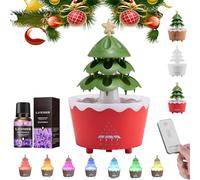 7-color Gradient Light Tree Essential Oil Diffuser, Three-speed Timed Fragrance Diffusion, Silent Atomization Technology, Holiday Decoration Atmosphere Light (Red Lavender*2)