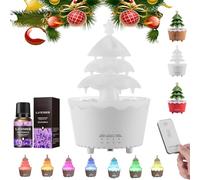 7-color Gradient Light Tree Essential Oil Diffuser, Three-speed Timed Fragrance Diffusion, Silent Atomization Technology, Holiday Decoration Atmosphere Light (White Lavender*2)