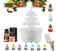 7-color Gradient Light Tree Essential Oil Diffuser, Three-speed Timed Fragrance Diffusion, Silent Atomization Technology, Holiday Decoration Atmosphere Light (White Rose*2)