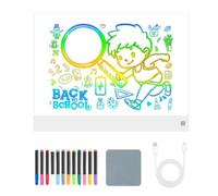 7 Color LED Drawing Board for Kids - 14.57×10.24in Rechargeable Light Up Tracing Pad, Neon Glow Art Tablet with Stand, 7 Modes Dry Erase Doodle Board, Creative Gift for Girls Boys