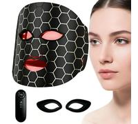 7 Color LED & Infrared Light Therapy Mask for Face, Photon Beauty Mask with Soft Flexible Silicone, Rechargeable Facial Skin Care Device with Auto Timer for Professional Home Spa (Black)