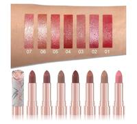 7 Color Metallic Lipstick, Glossy Gold Pearlescent Three Dimensional Sparkling Shimmering Diamond Like Lipstick,Moisture Tinted Lip Balm,Long Lasting Waterproof Lightweight Lip Gloss， 7PC
