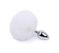 7 Color Stainless Steel Rabbit Tail Anal Plug Bunny Tail Butt Plug Anal Sex Toys Adult Products(White)